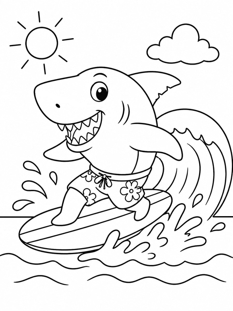 Coloriage requin surfeur