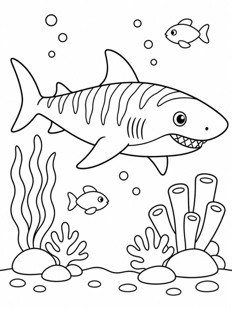 Requin tigre Coloriage requin tigre