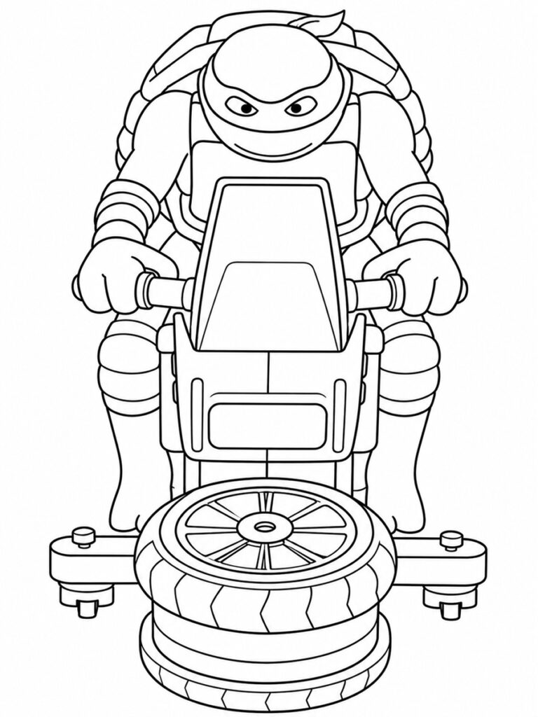 Tortue Ninja à moto Coloriage Tortue Ninja moto