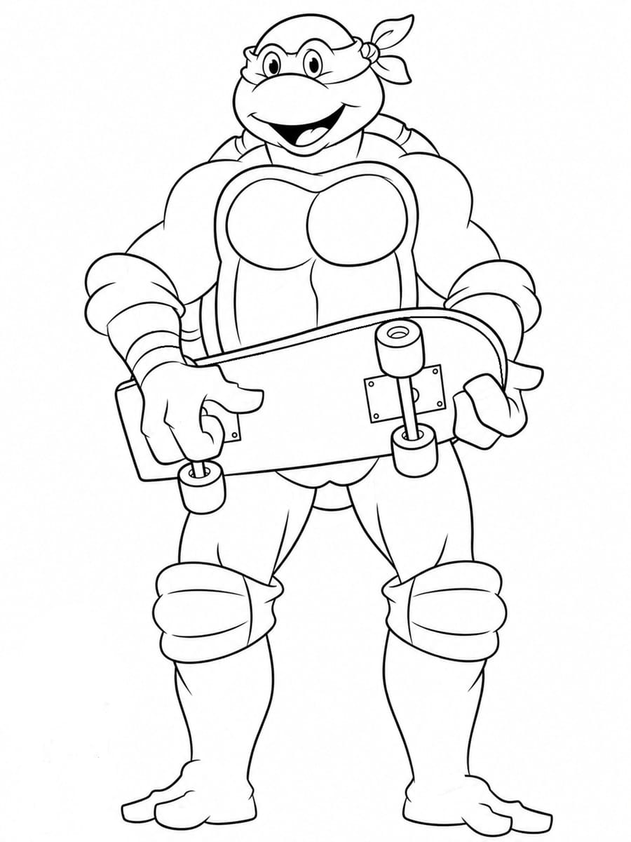 Coloriage Tortue Ninja skate