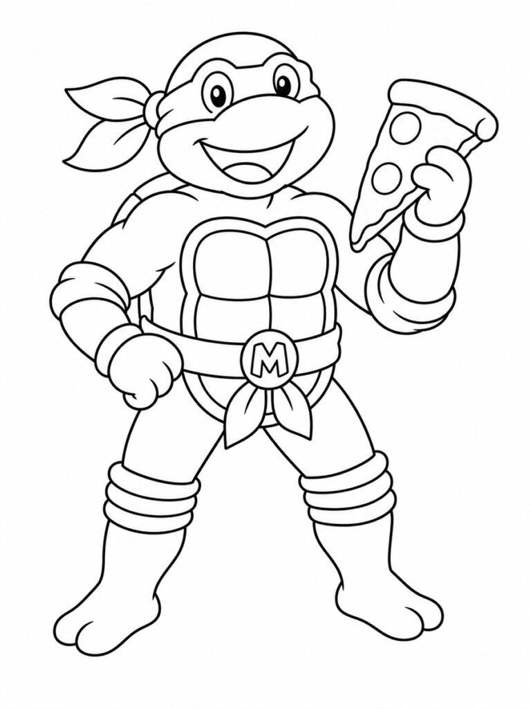 Tortue Ninja pizza Coloriage Tortue Ninja pizza
