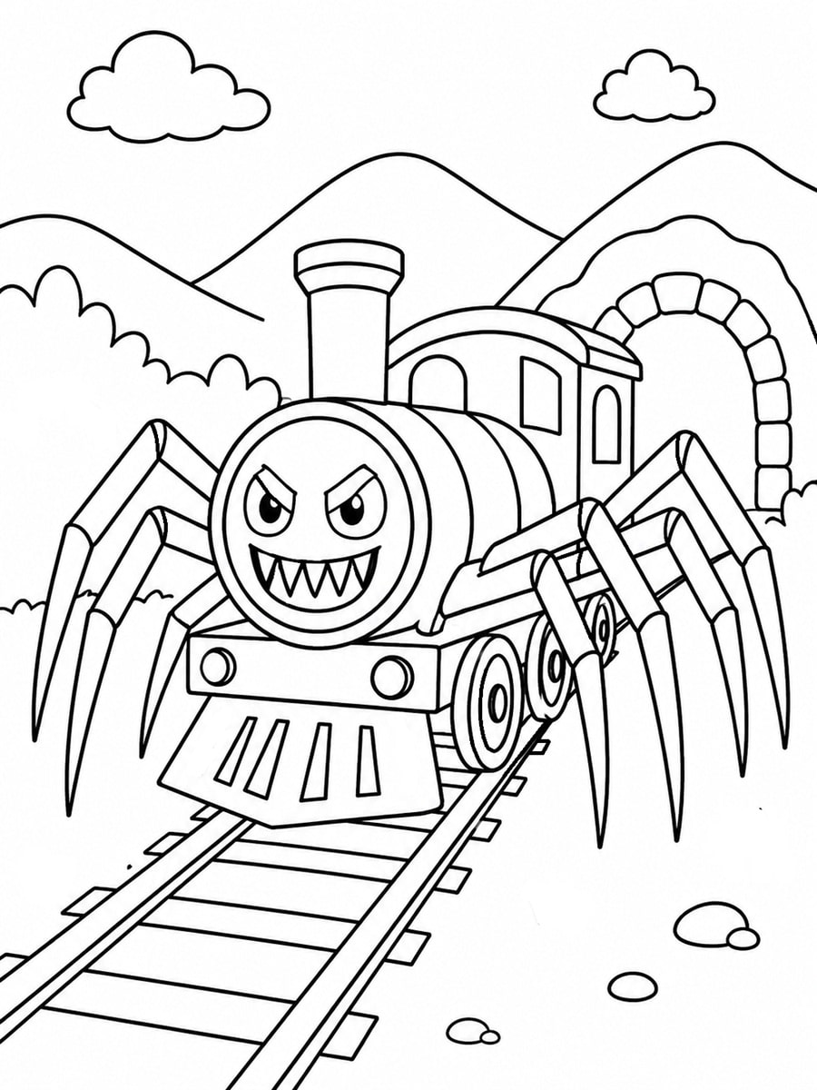 Coloriage train araignée