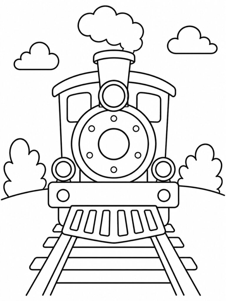 Coloriage train de face