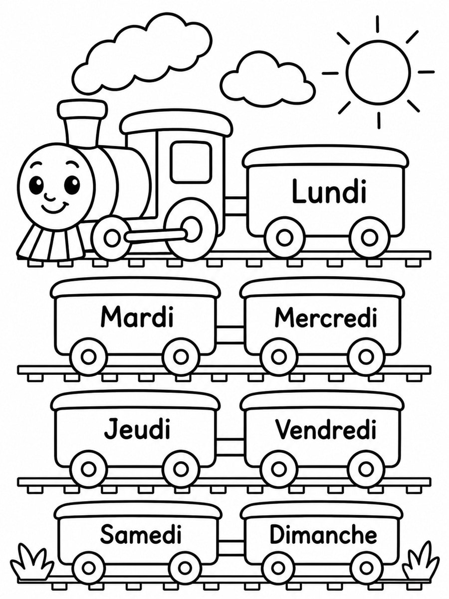 Coloriage train de la semaine