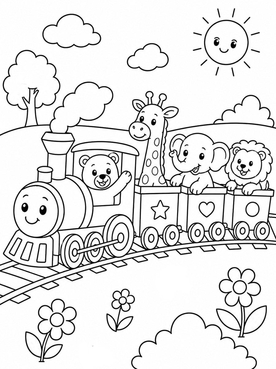 Coloriage train des animaux
