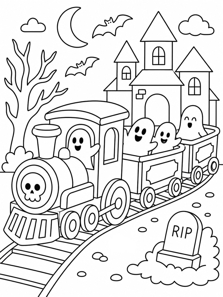 Coloriage train fantôme