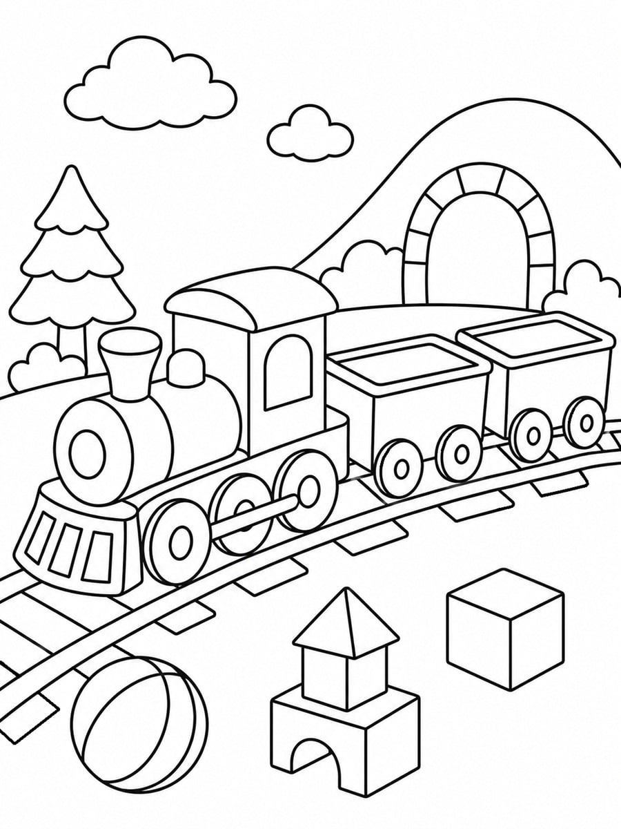 Coloriage train jouet
