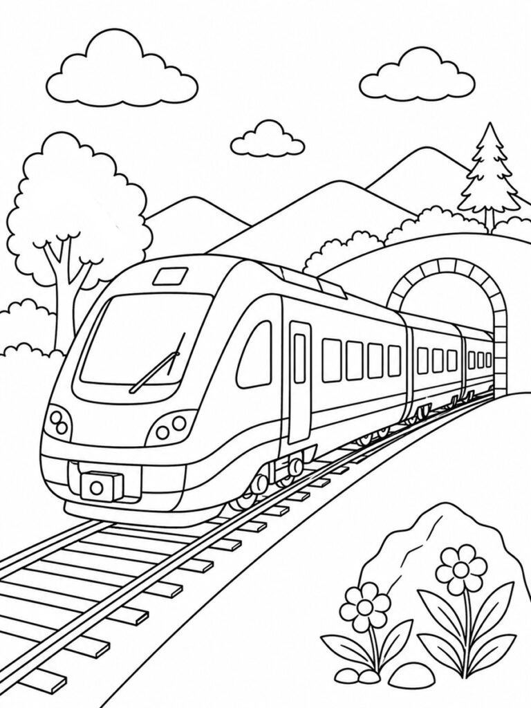 Coloriage train réaliste