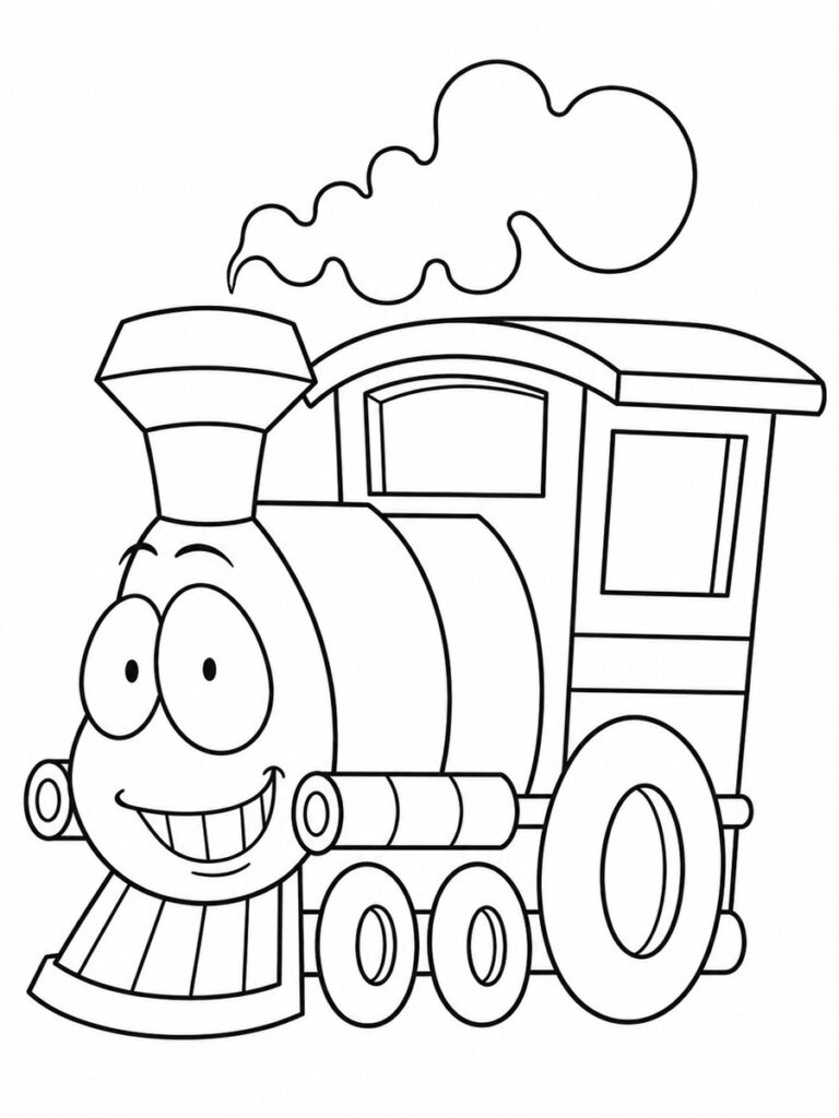Coloriage train rigolo