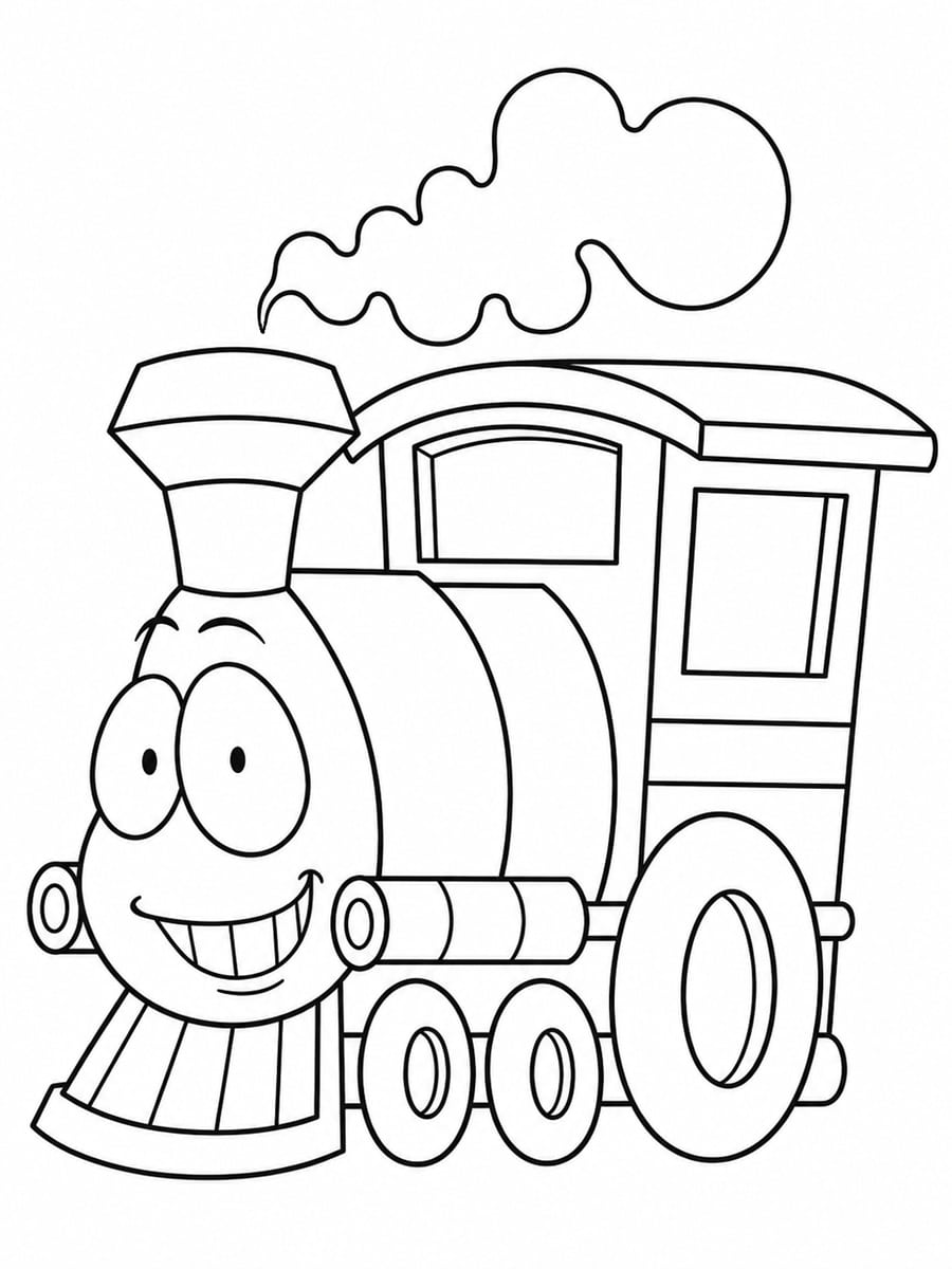 Coloriage train rigolo