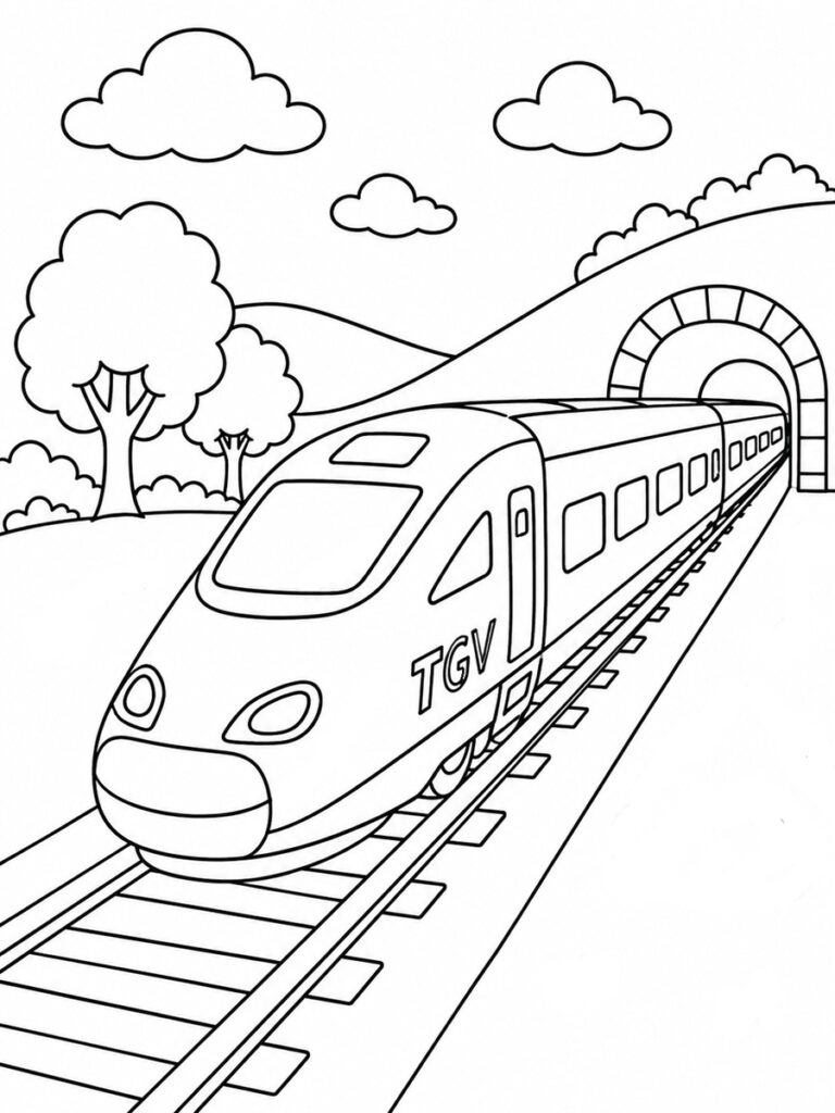 Coloriage train TGV