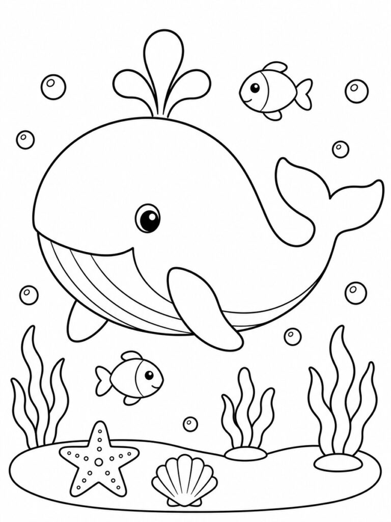 Coloriage baleine facile