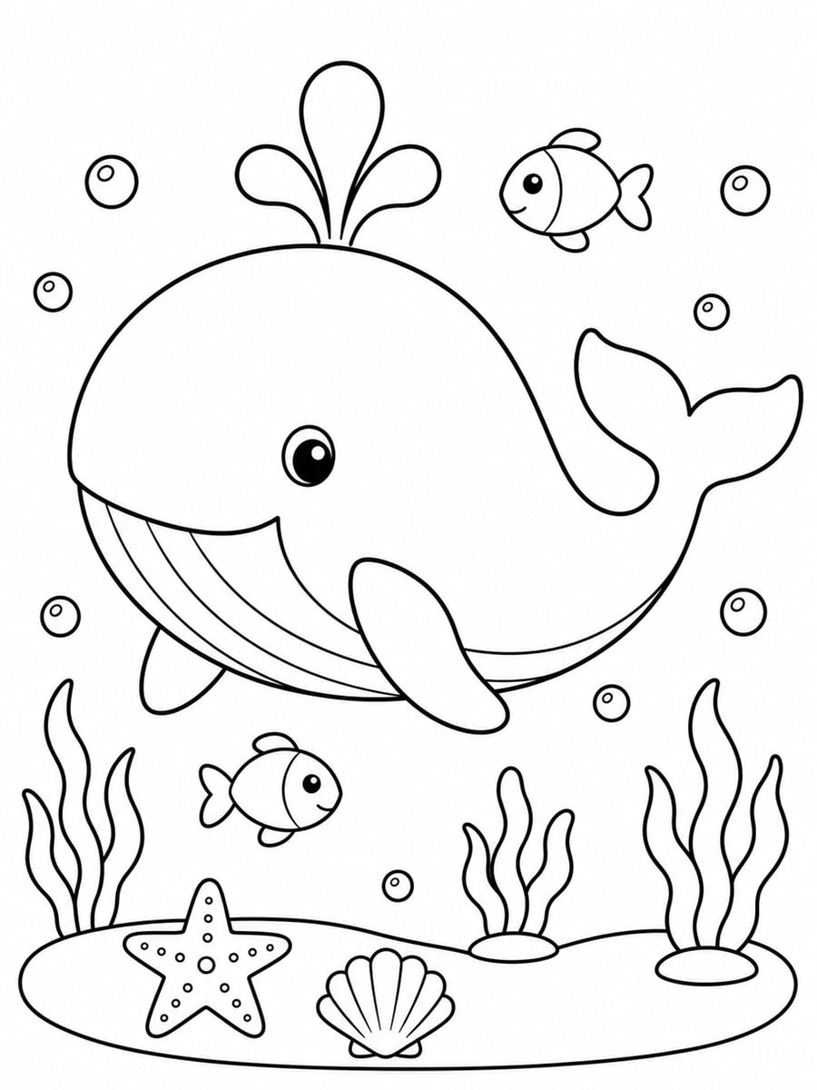 Coloriage baleine facile