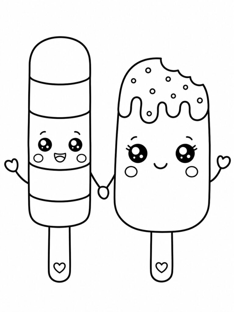 Bâtonnet de glace kawaii Coloriage bâtonnet de glace kawaii