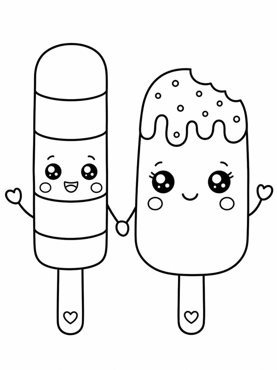 Coloriage bâtonnet de glace kawaii