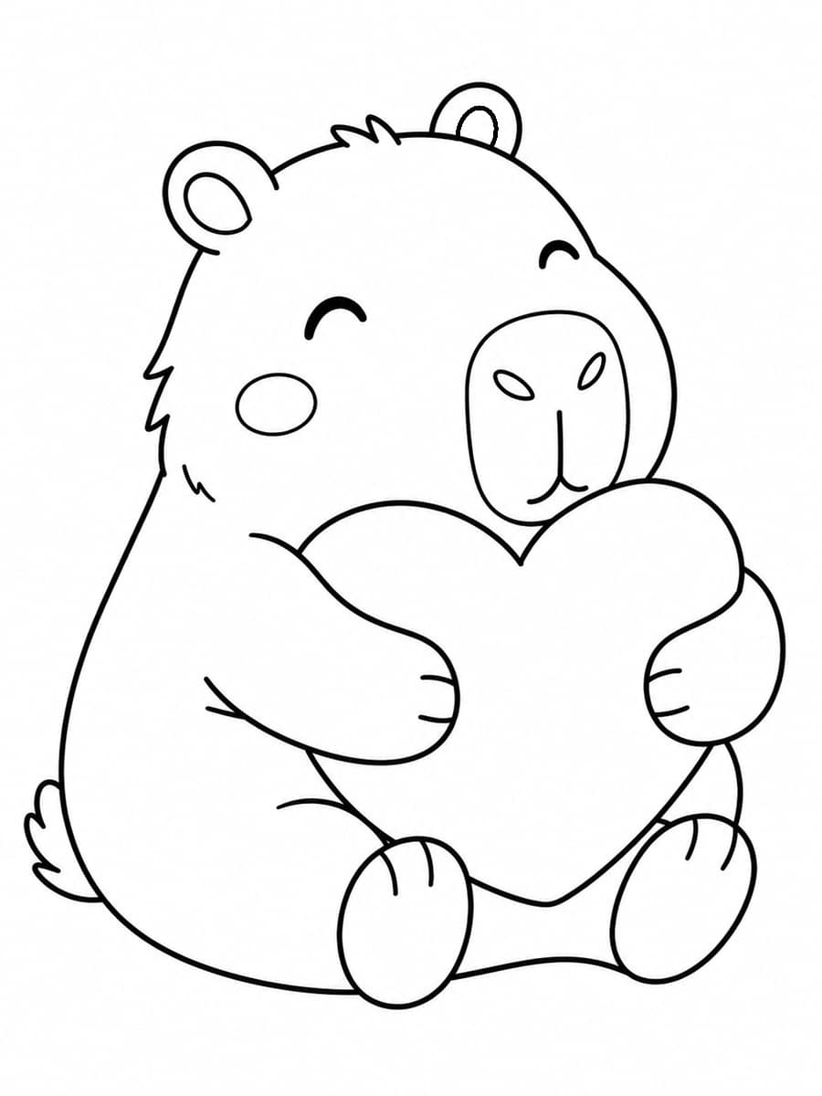 Coloriage capybara cœur