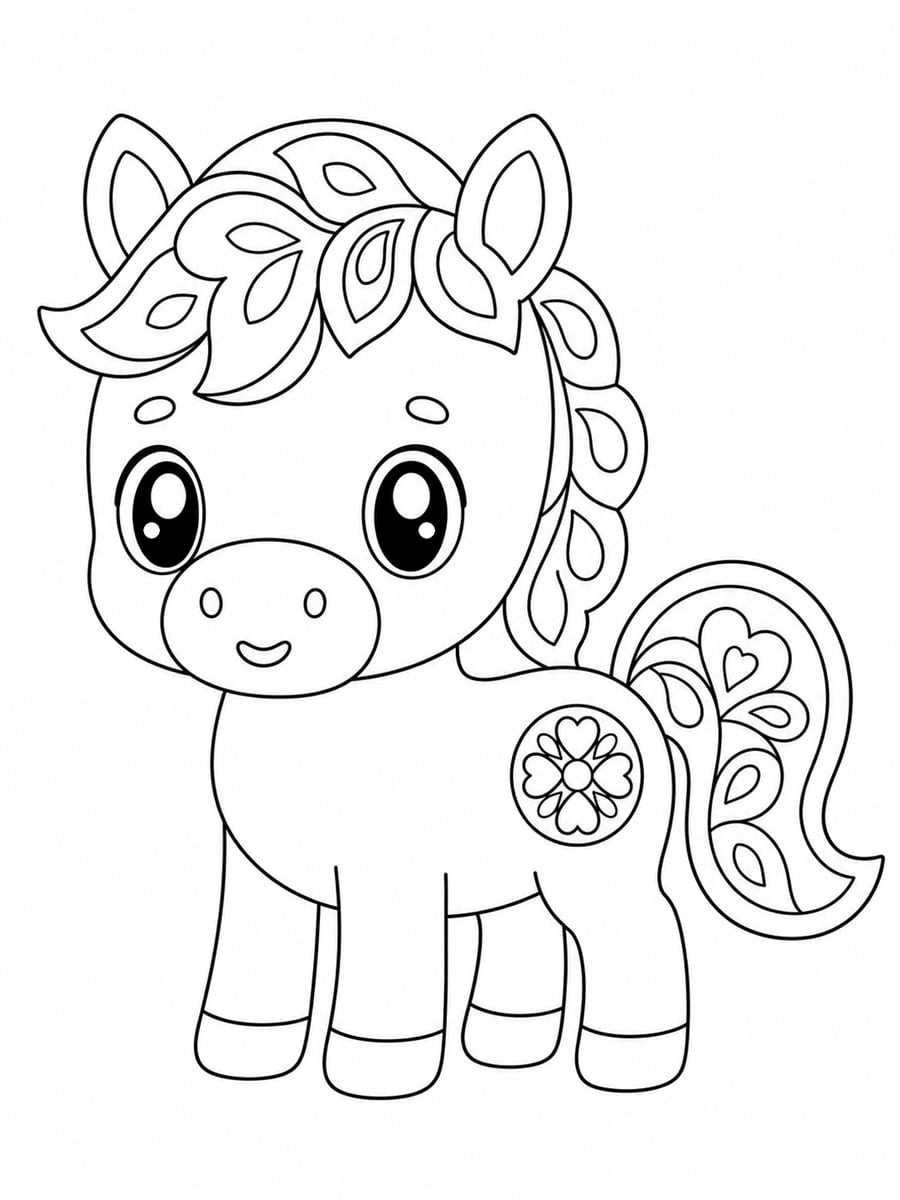coloriage mandala cheval kawaii