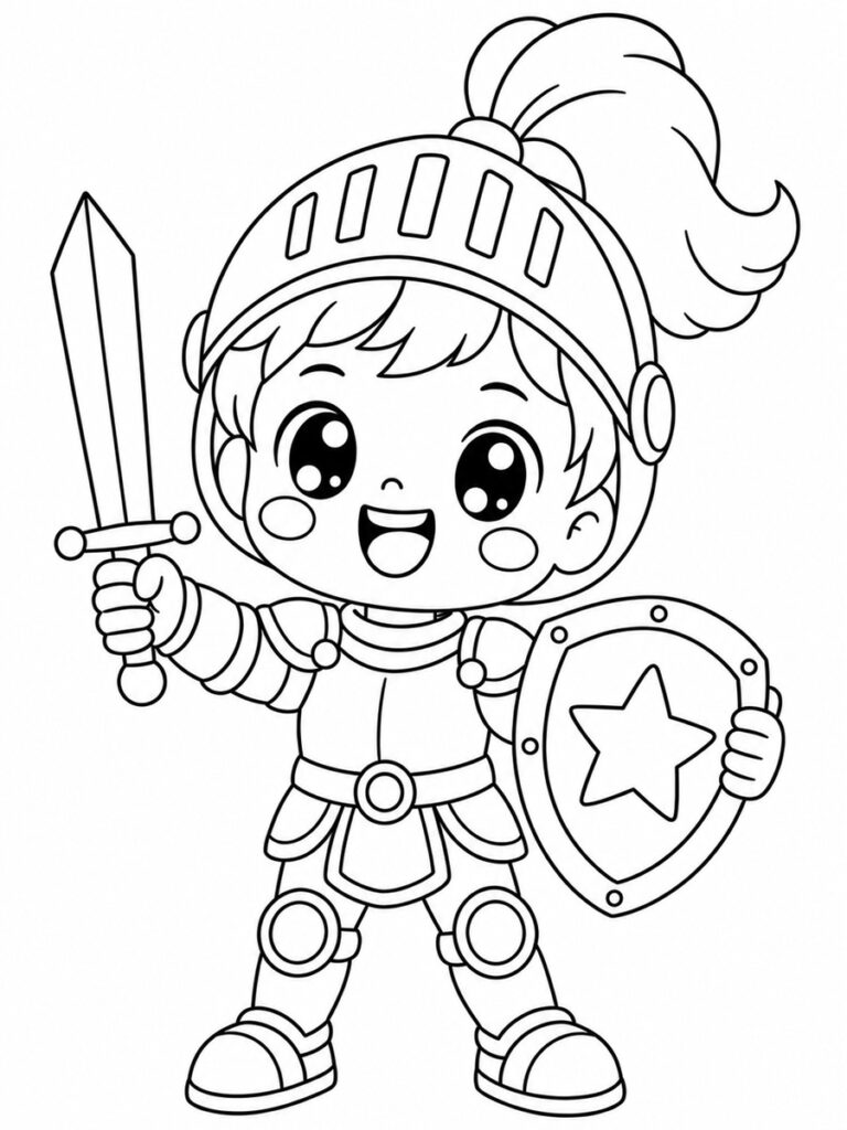 Chevalier kawaii Coloriage chevalier kawaii