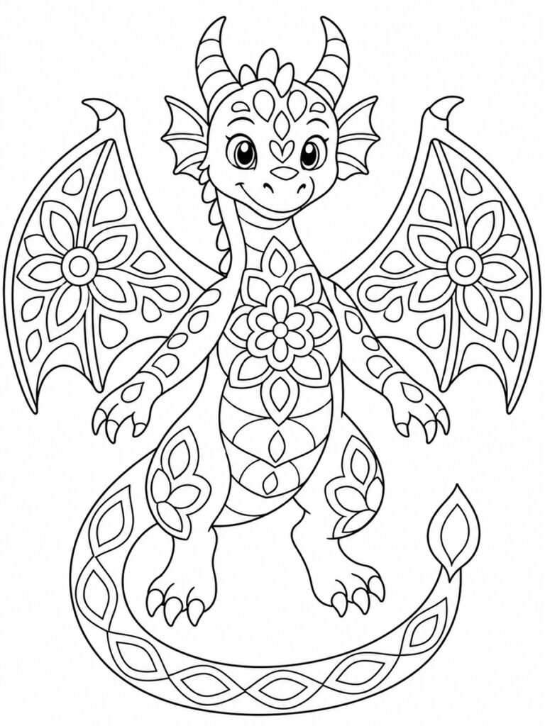 Dragon mandala Coloriage dragon mandala