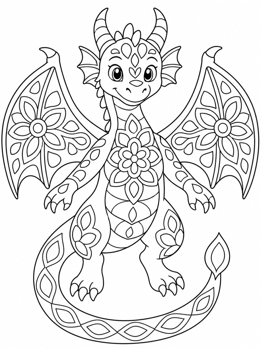 Coloriage dragon mandala