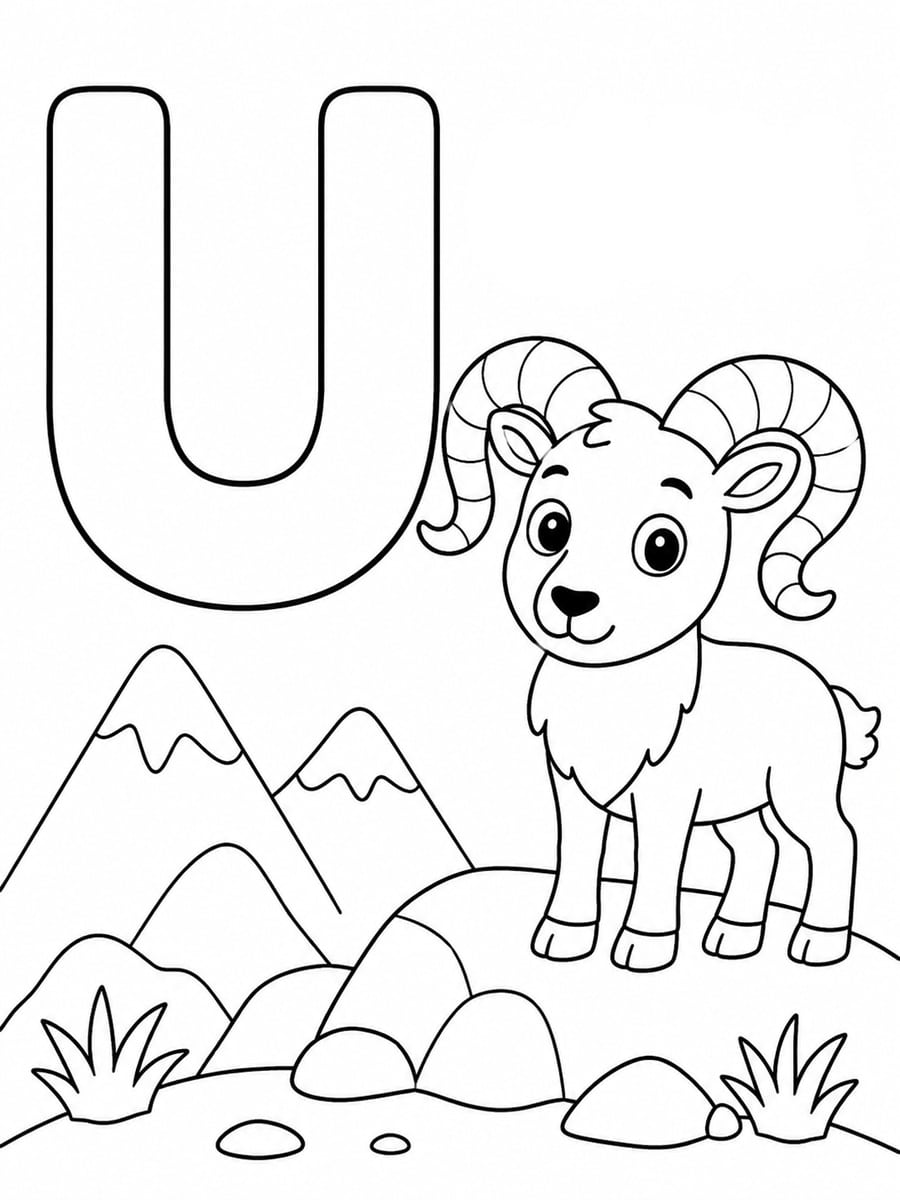 Coloriage lettre U avec urial