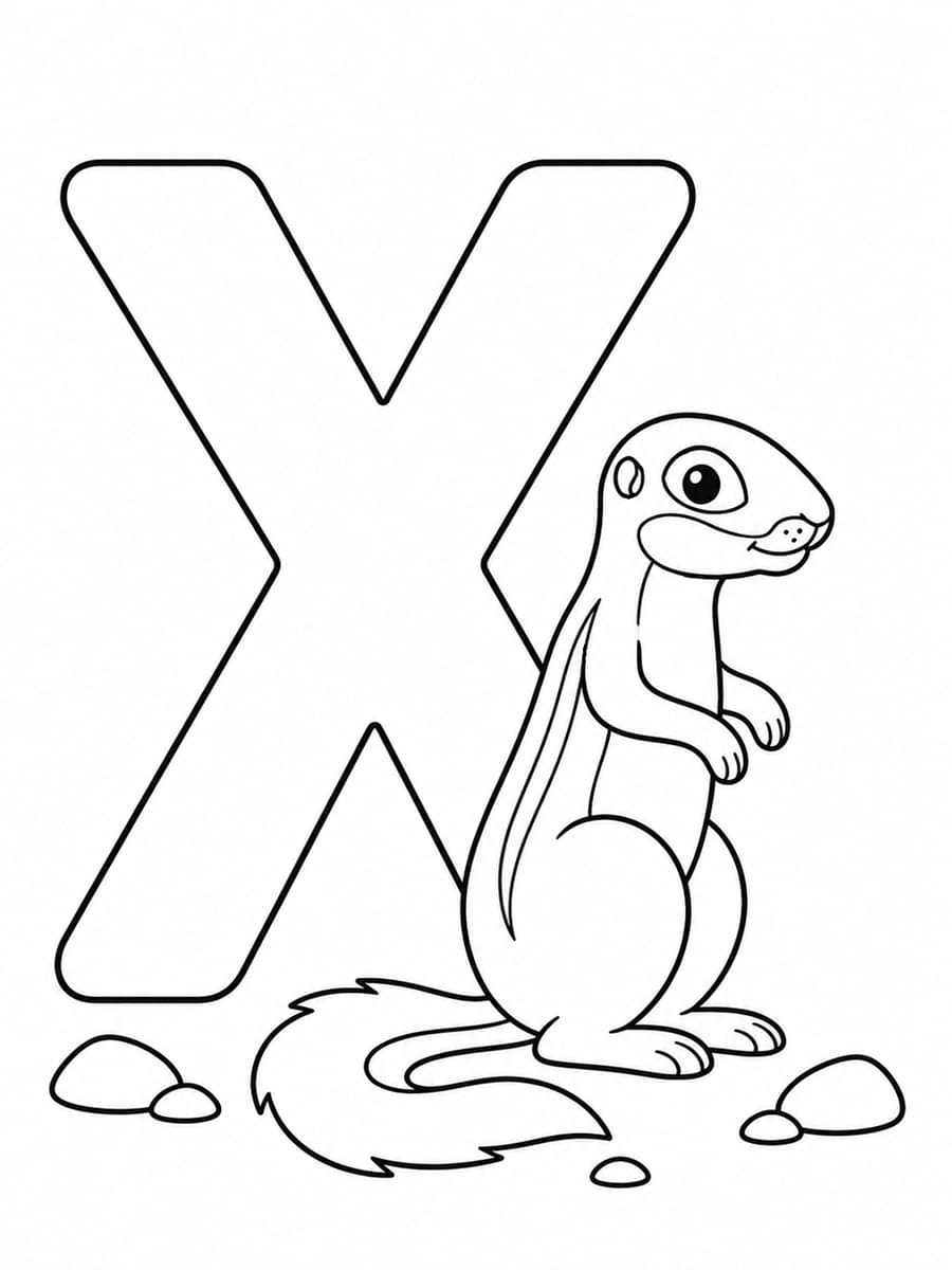 Coloriage lettre X avec xérus