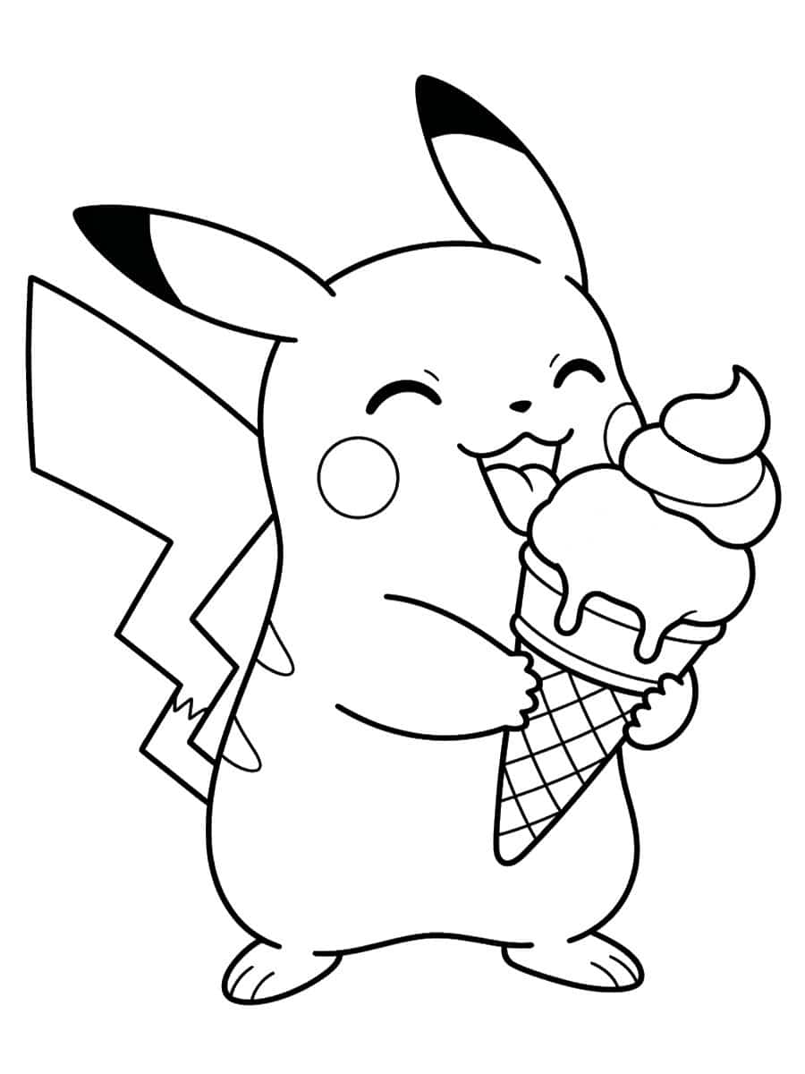 Coloriage Pikachu et glace