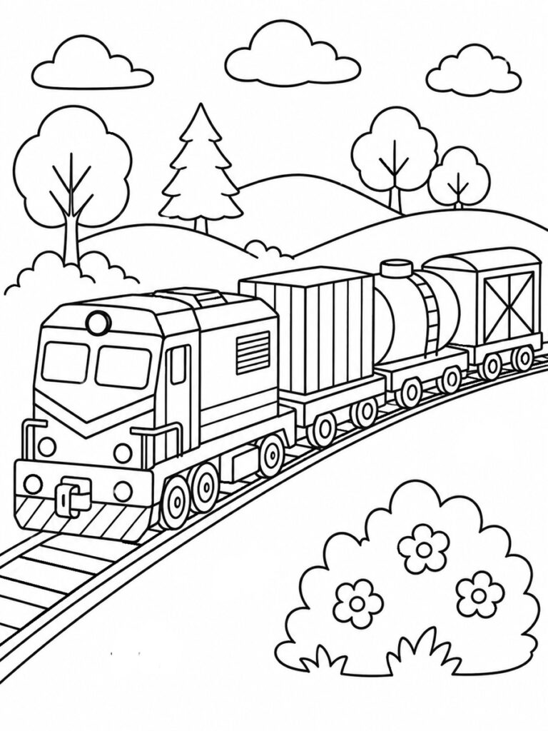 Coloriage train de marchandise
