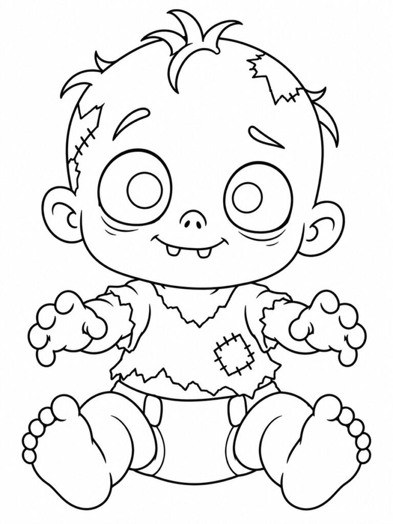 Coloriage bébé zombie