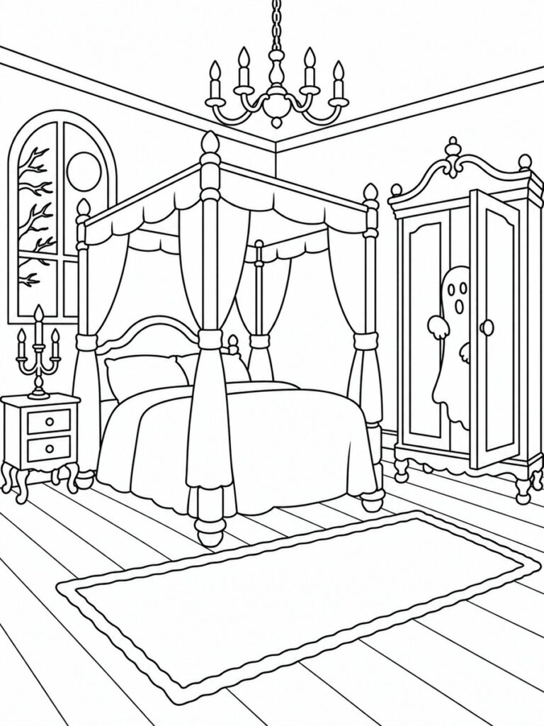 Chambre hantée Coloriage chambre hantée