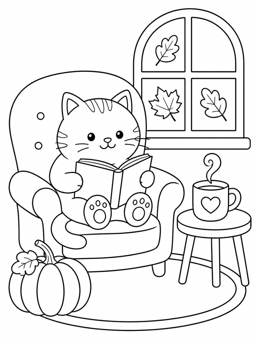 Coloriage cosy automne