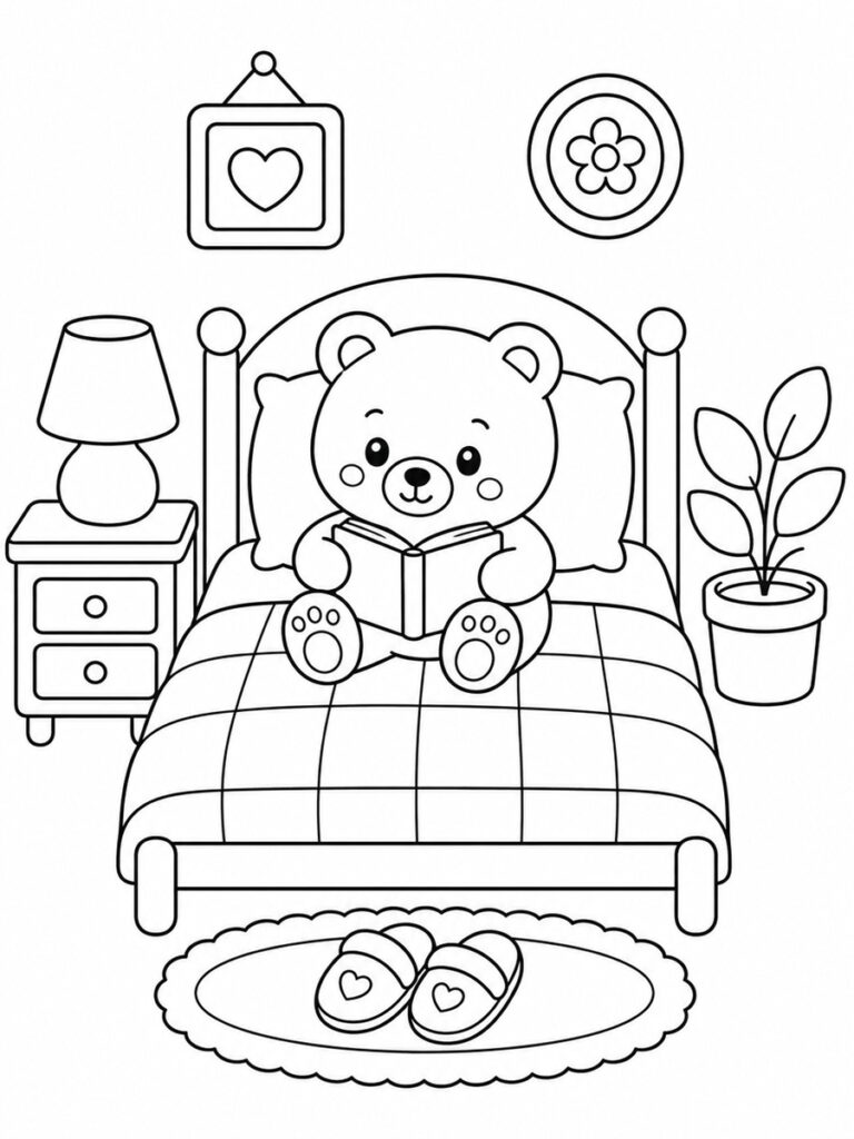 Coloriage cosy chambre