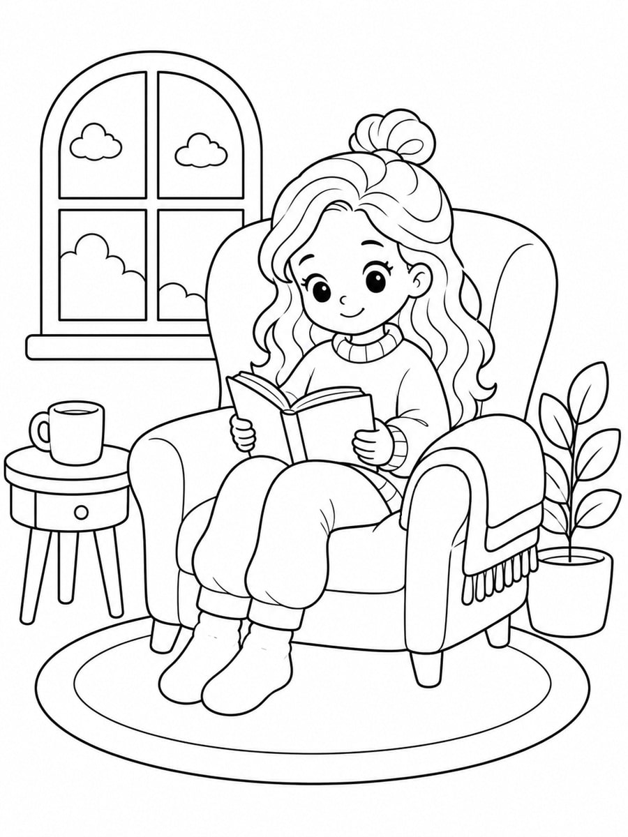 Coloriage cosy girl