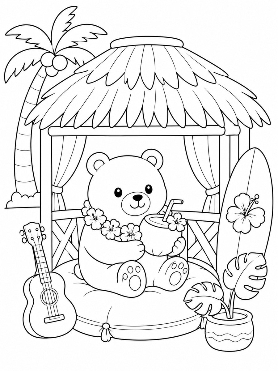 Coloriage cosy Hawaii