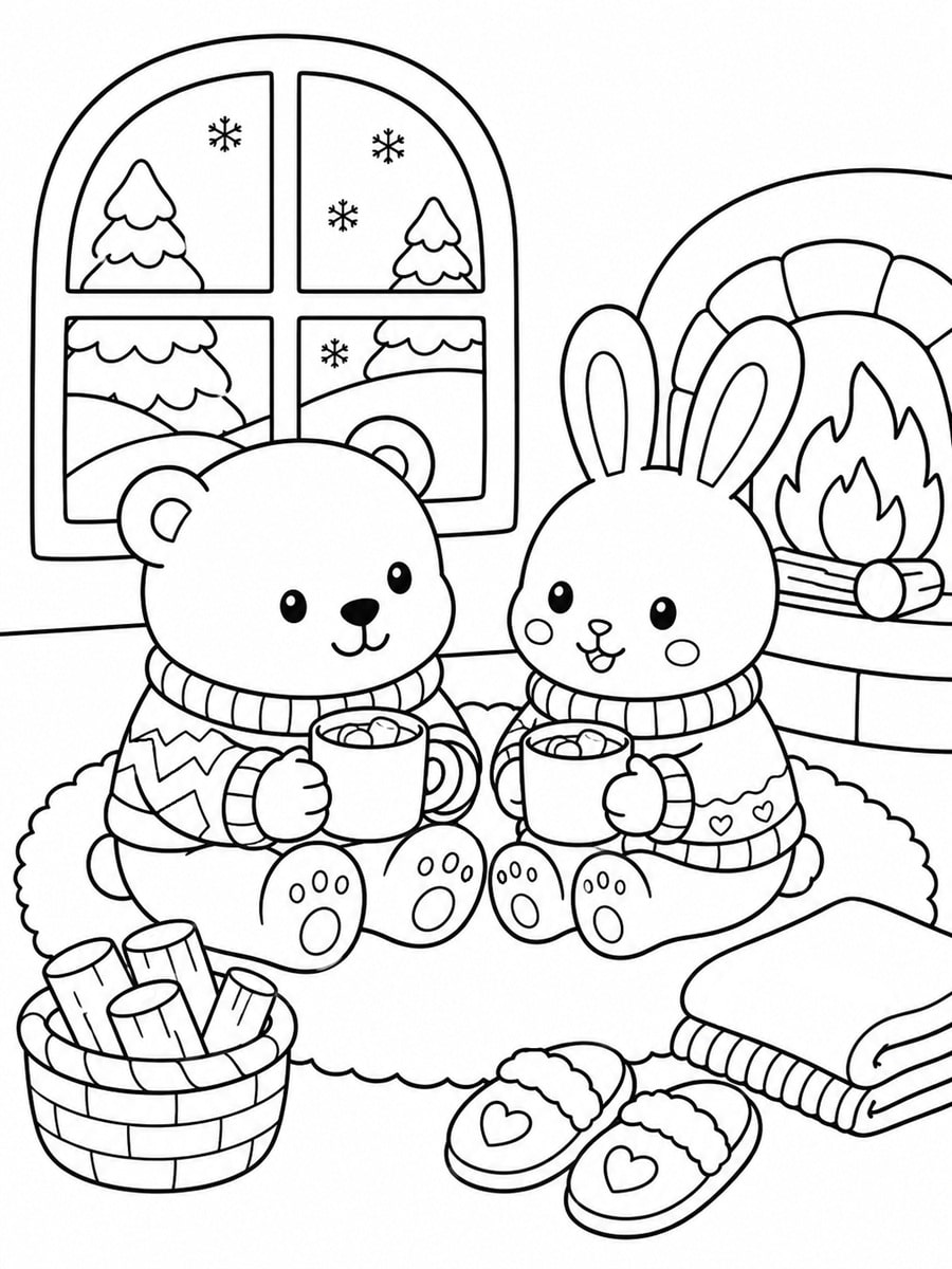 Coloriage cosy hiver