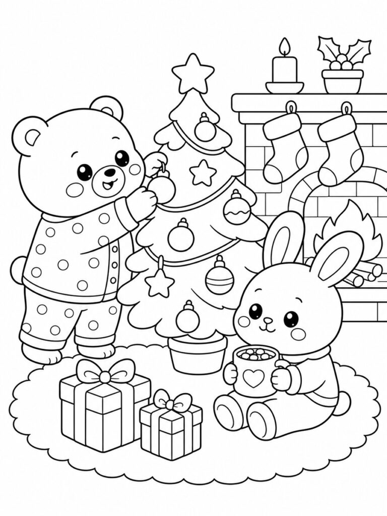 Coloriage cosy Noël