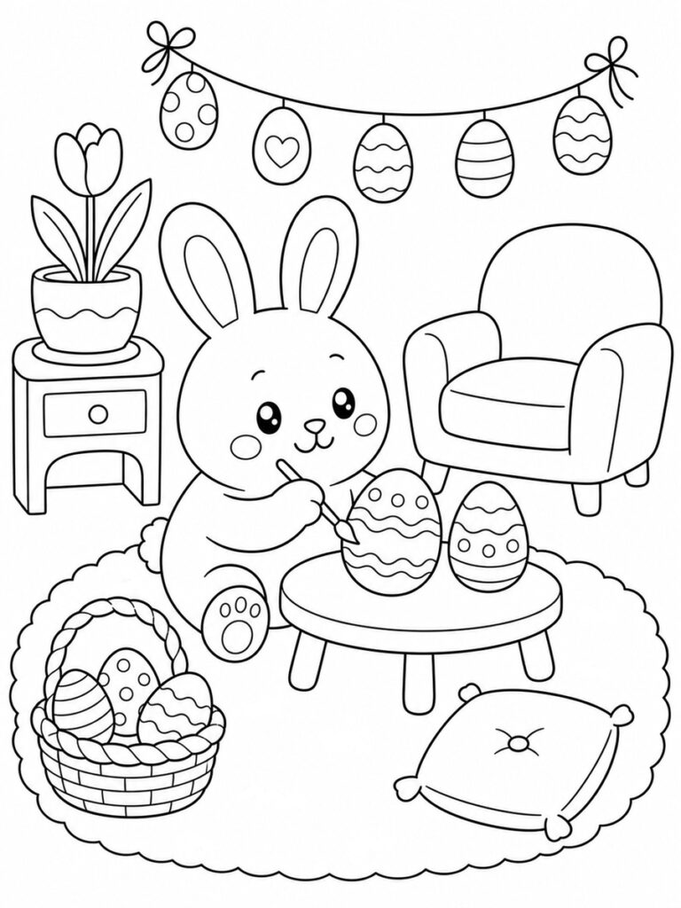 Coloriage cosy Pâques