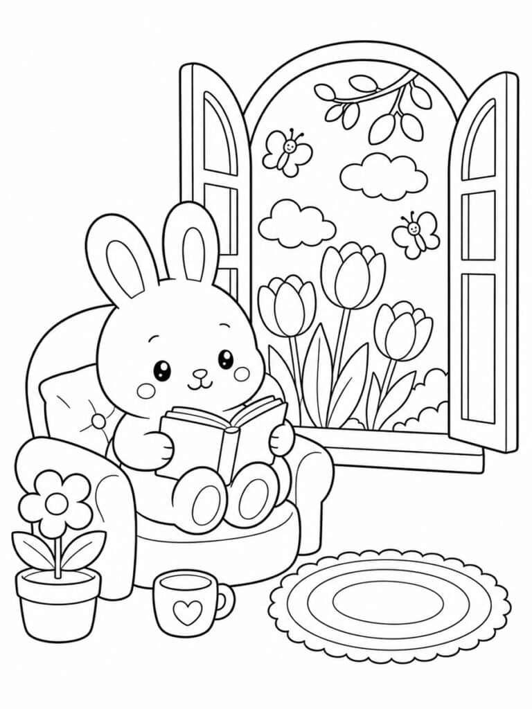 Coloriage cosy printemps