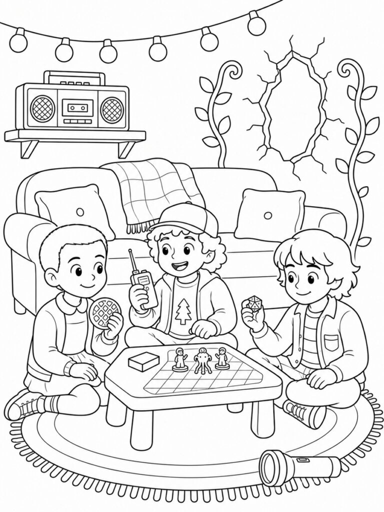 Cosy Stranger Things Coloriage cosy Stranger Things