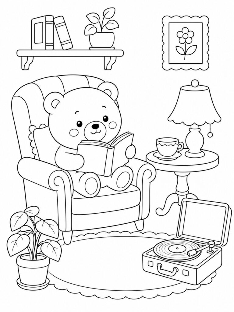 Coloriage cosy vintage
