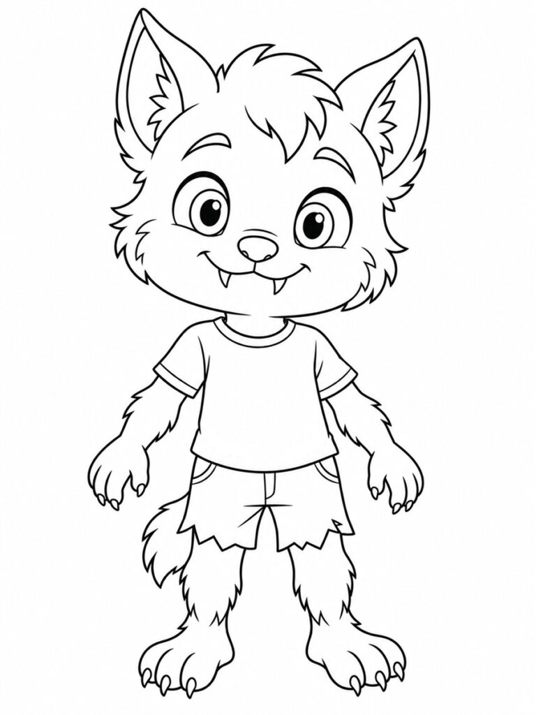 Coloriage enfant loup-garou
