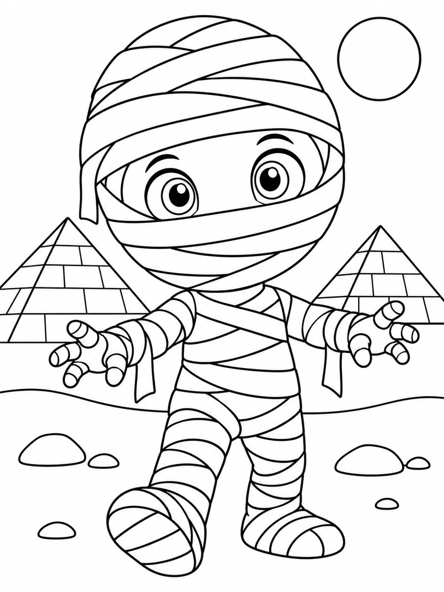 Coloriage enfant momie