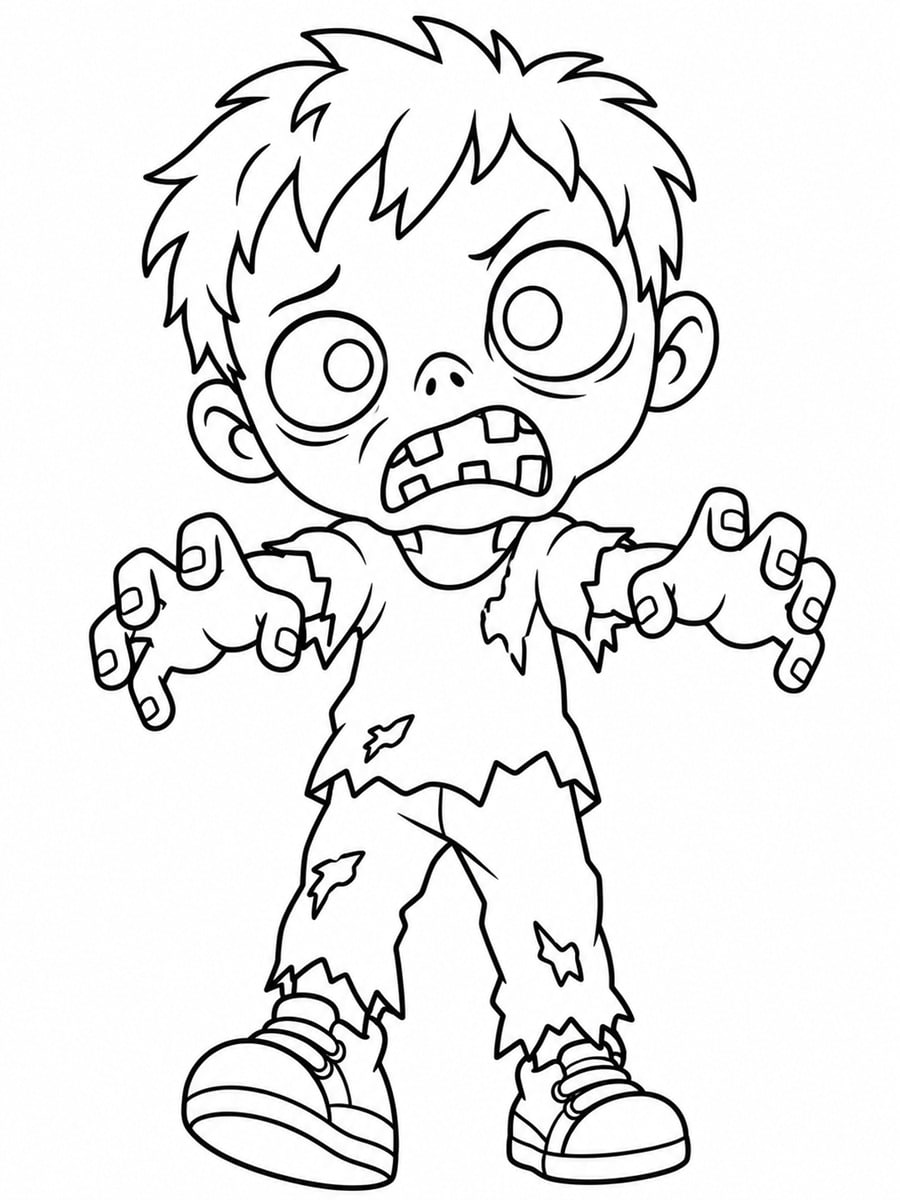 Coloriage enfant zombie