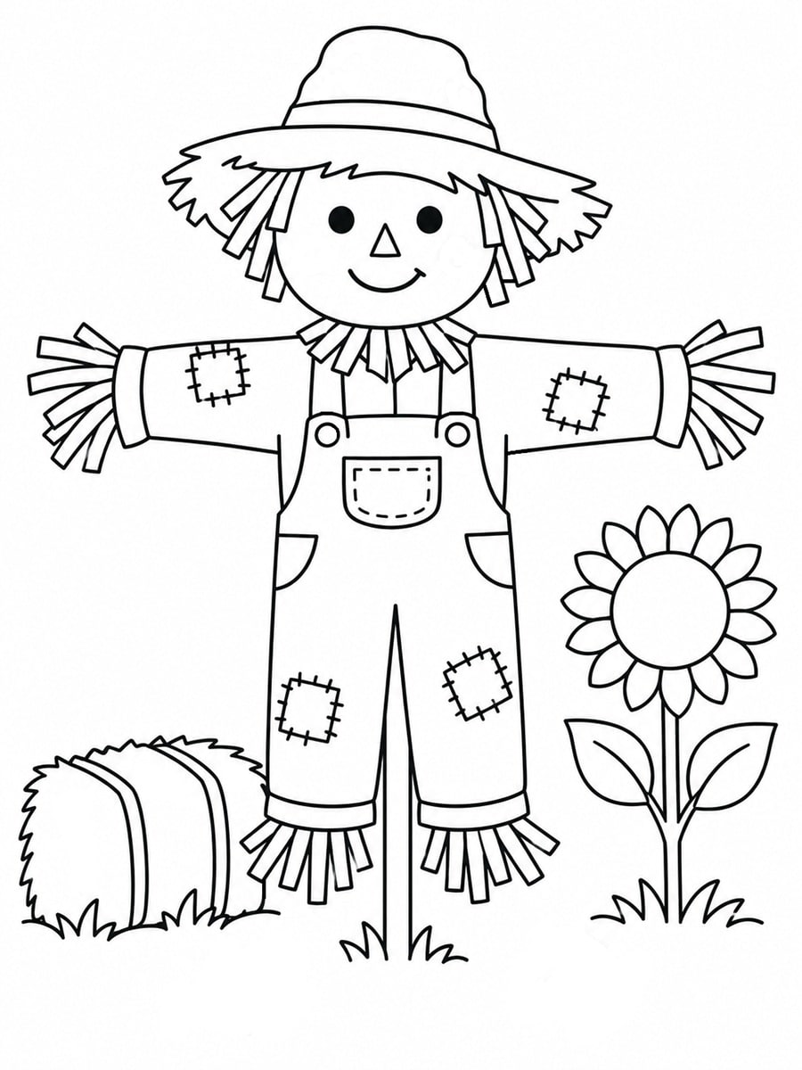 Coloriage épouvantail facile