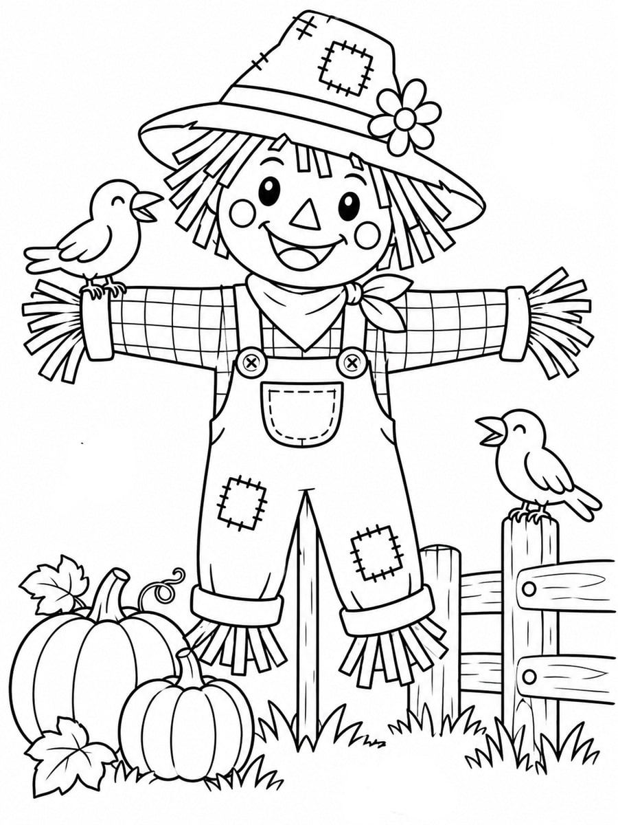 Coloriage épouvantail rigolo