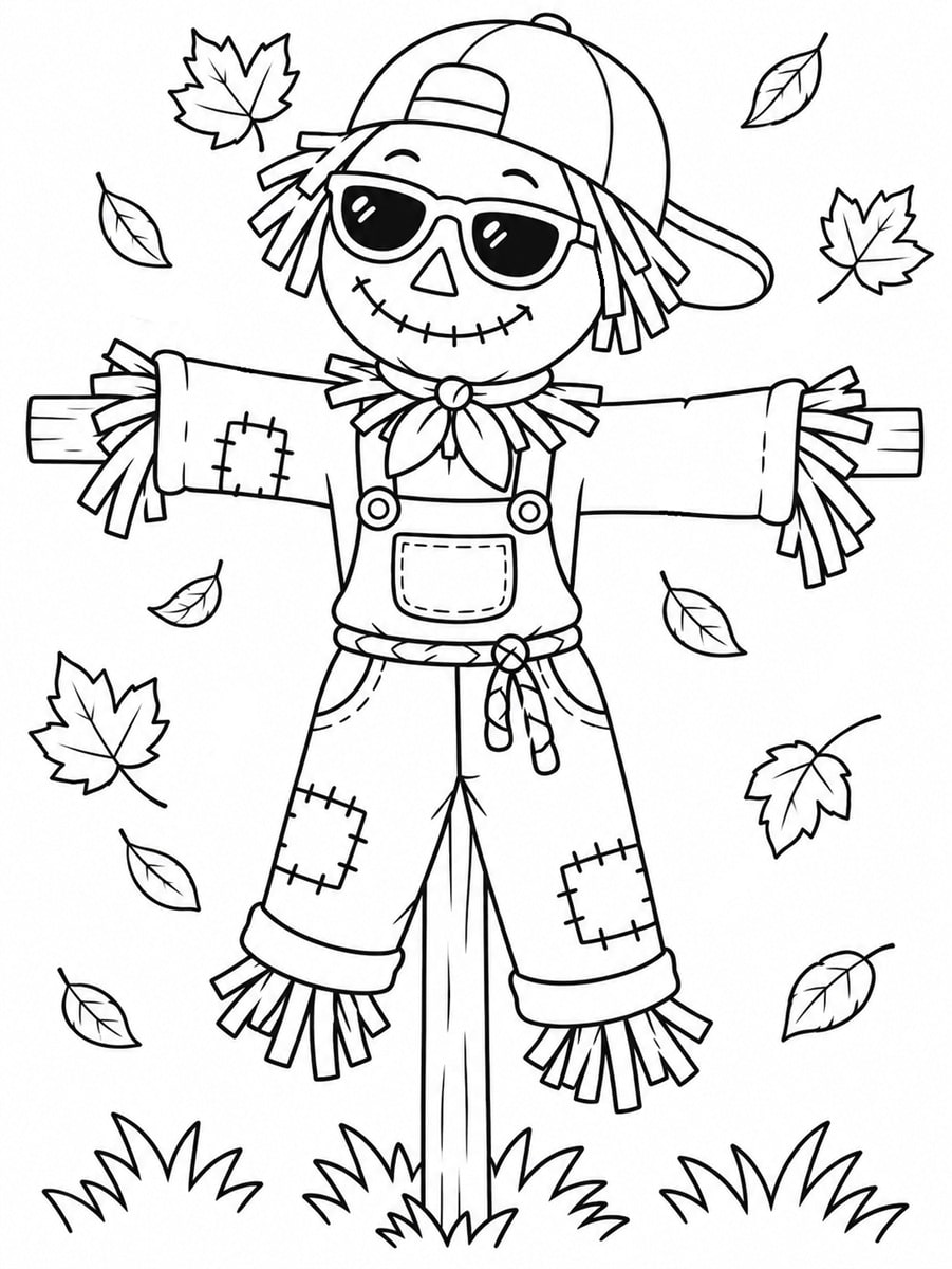 Coloriage épouvantail stylé