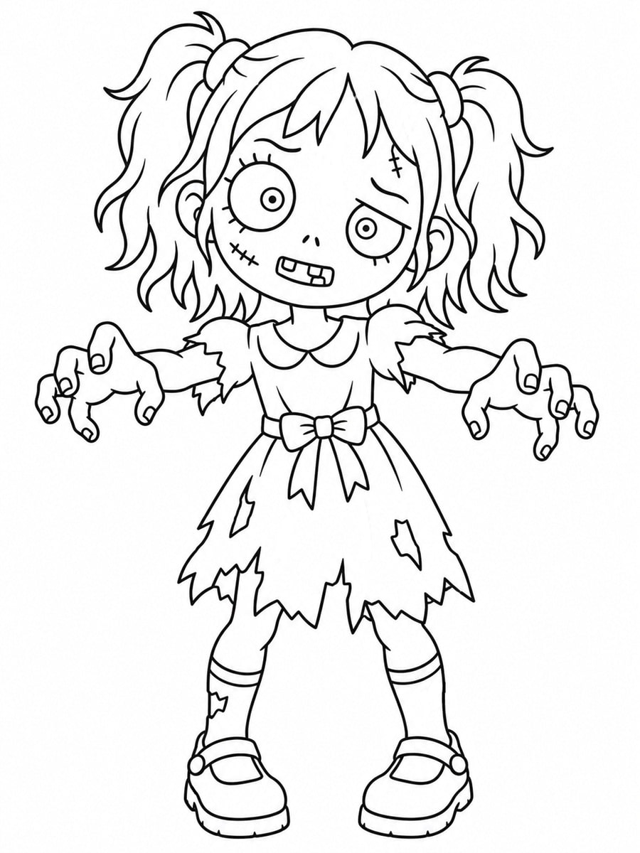 Coloriage fille zombie