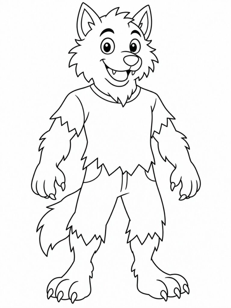 Coloriage loup garou facile