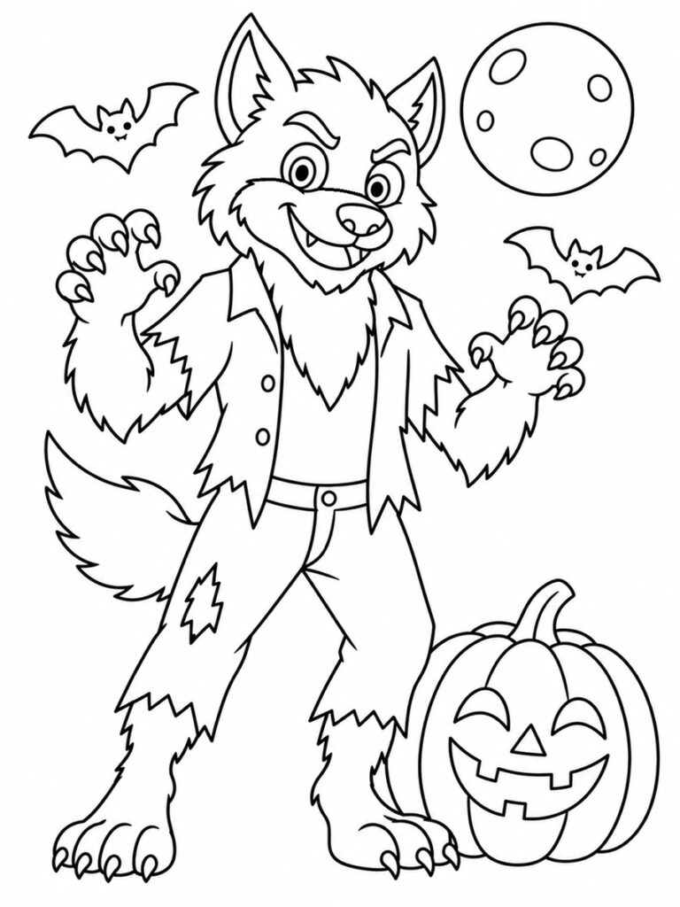 Coloriage loup garou Halloween