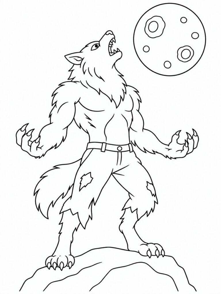 Loup-garou pleine lune Coloriage loup-garou pleine lune
